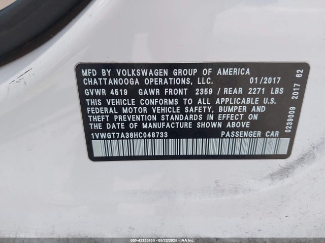 1VWGT7A38HC048733 Volkswagen tsi
