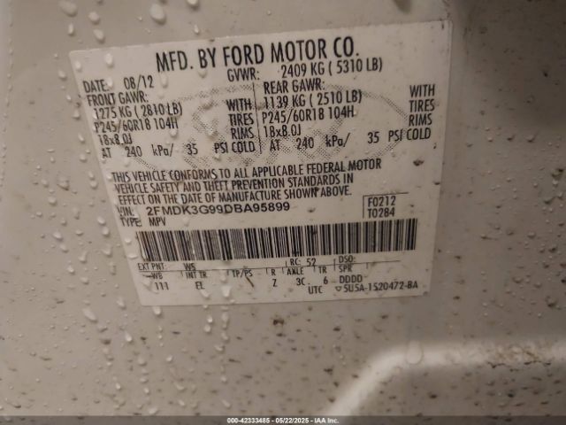 2013 FORD EDGE 2FMDK3G99DBA95899 Photo 8