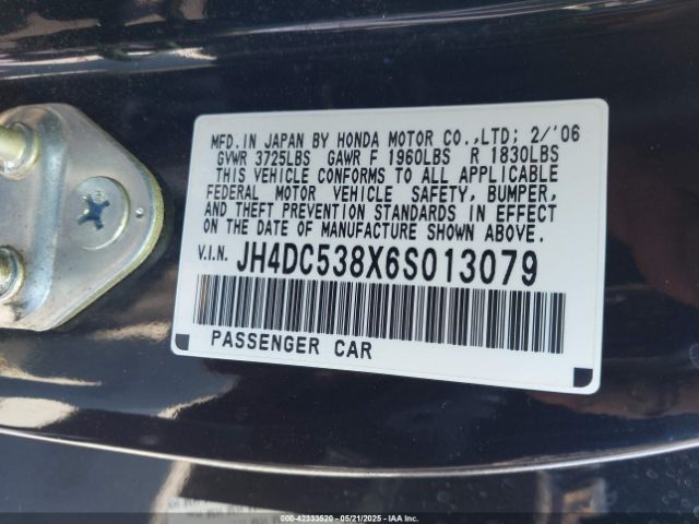 2006 ACURA RSX JH4DC538X6S013079 Photo 8