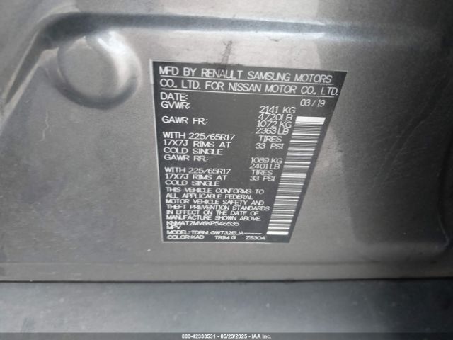 KNMAT2MV6KP546535 Nissan ROGUE SV