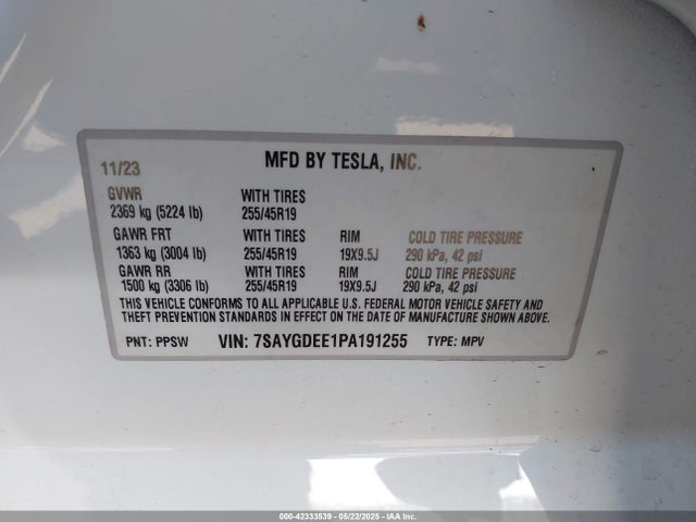 2023 TESLA MODEL Y 7SAYGDEE1PA191255 Photo 8