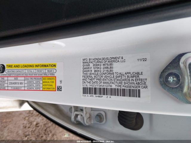 2022 HONDA ACCORD 1HGCV1F34NA103799 Photo 8