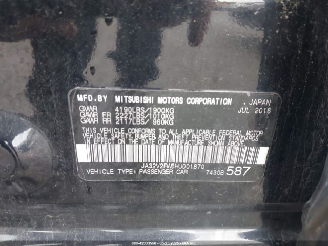 2017 MITSUBISHI LANCER JA32V2FW6HU001870 Photo 8
