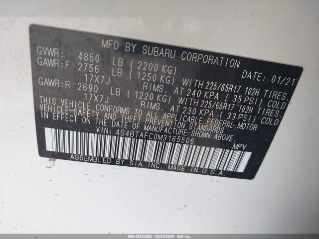 4S4BTAFC0M3165506 Subaru 2021