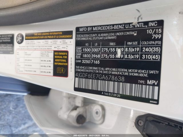 2016 MERCEDES-BENZ GL 450 4JGDF6EE7GA678638 Photo 8