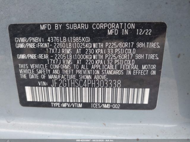 JF2GTHSC4PH303338 Subaru na