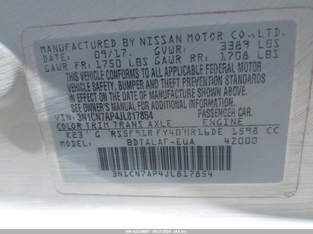 3N1CN7AP4JL817854 Nissan 2018