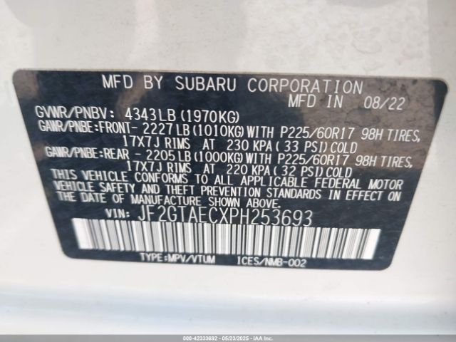 2023 SUBARU CROSSTREK JF2GTAECXPH253693 Photo 8