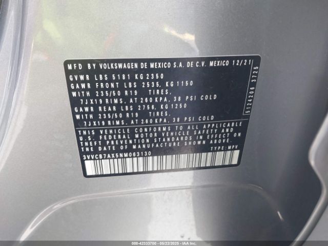 2022 VOLKSWAGEN TIGUAN 3VVCB7AX5NM063130 Photo 8
