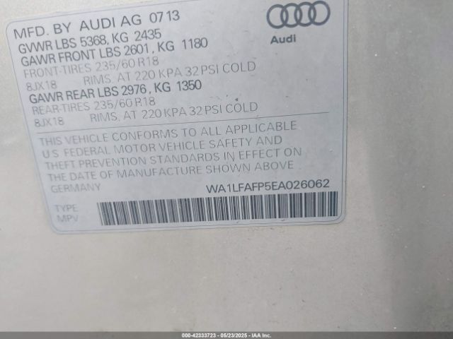 2014 AUDI Q5 WA1LFAFP5EA026062 Photo 8