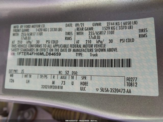 2021 FORD RANGER 1FTER4FH6MLD84659 Photo 8