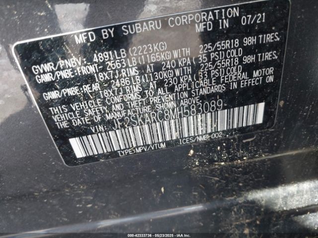 2021 SUBARU FORESTER JF2SKARC8MH583089 Photo 8