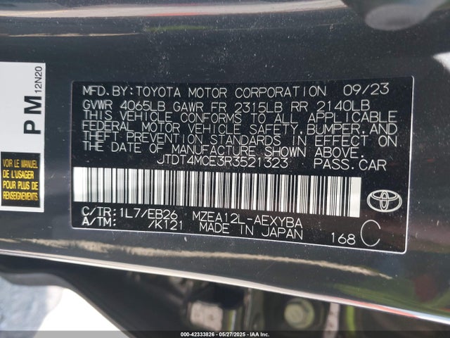 JTDT4MCE3R3521323 Toyota m20a-fks