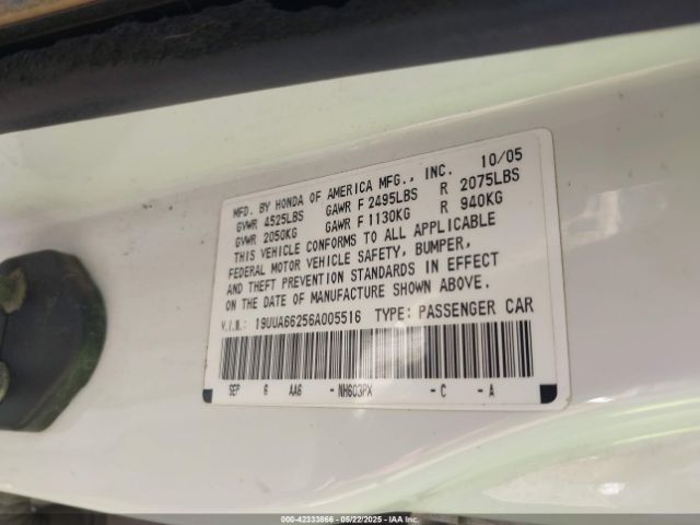 2006 ACURA TL 19UUA66256A005516 Photo 8