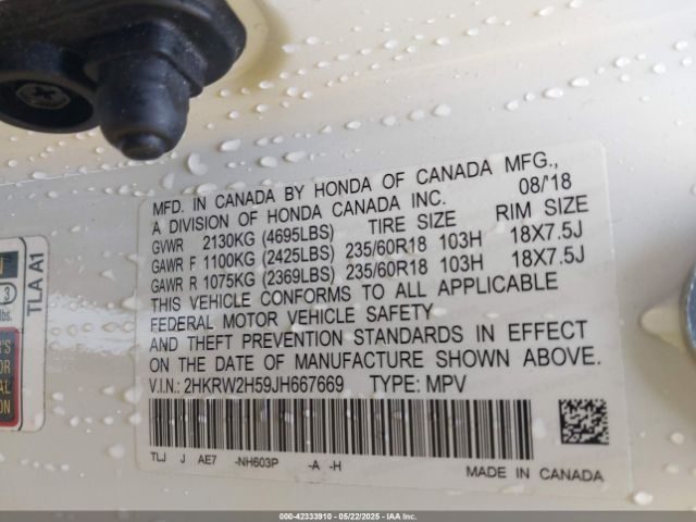 2HKRW2H59JH667669 Honda CR-V EX