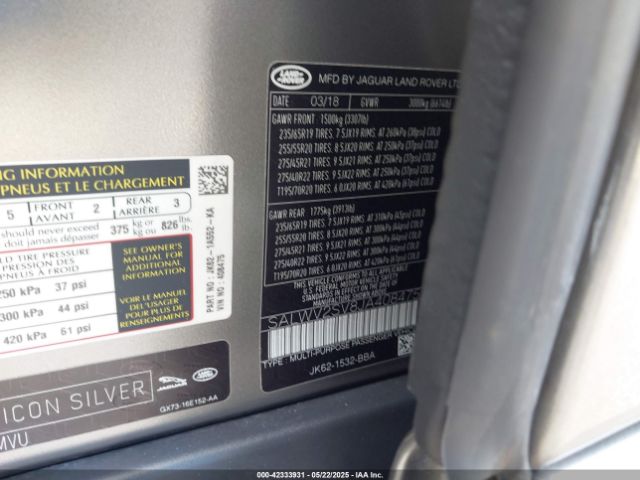 2018 LAND ROVER RANGE ROVER SPORT SALWV2SV8JA408475 Photo 8