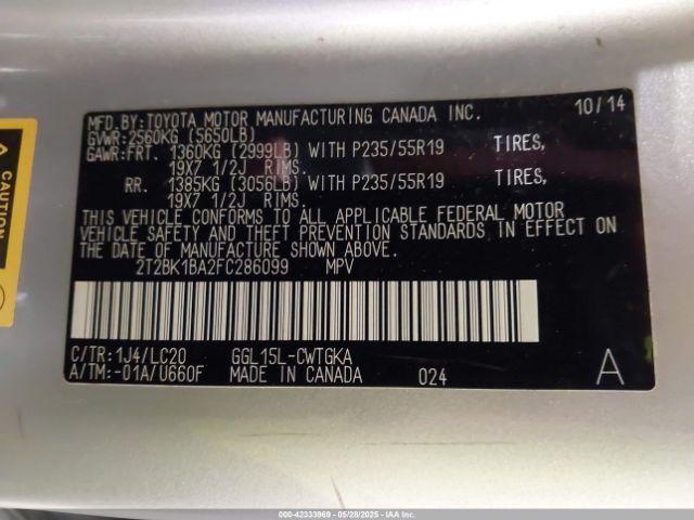 2T2BK1BA2FC286099 Lexus Rx 350 Crafted Line/f Sport