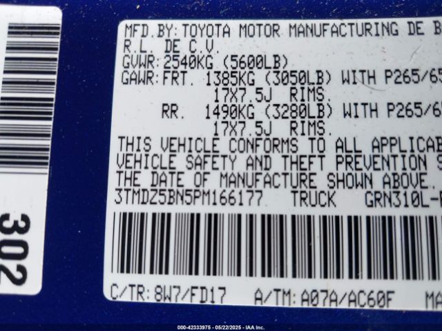 3TMDZ5BN5PM166177 Toyota Tacoma Trd Sport