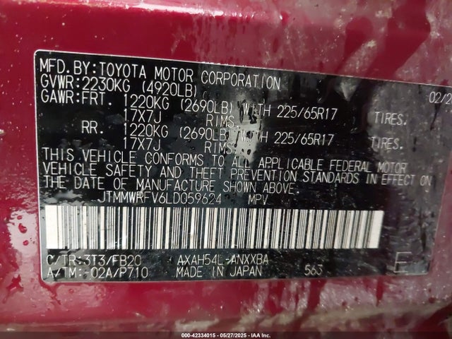 JTMMWRFV6LD059624 Toyota a25-fxz, 3nm+4nm