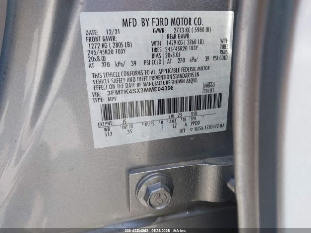 2021 FORD MUSTANG MACH-E 3FMTK4SX3MME04398 Photo 8