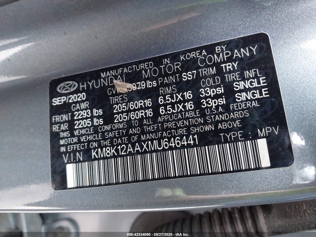 KM8K12AAXMU646441 Hyundai Kona Se