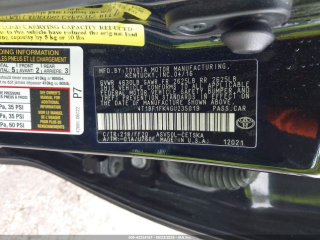 4T1BF1FK4GU235019 Toyota Camry Le/se/xle/xse