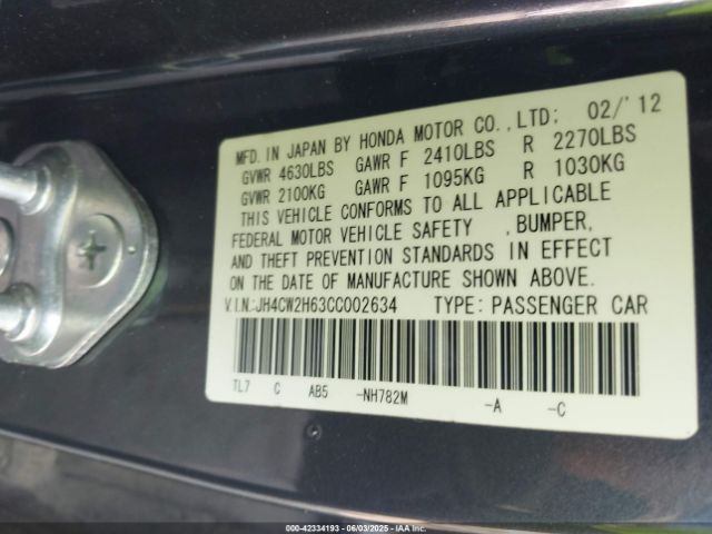 2012 ACURA TSX JH4CW2H63CC002634 Photo 8