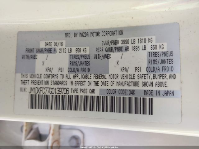 JM1DKFC77G0139706 Mazda pe