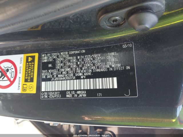2010 LEXUS RX 450H JTJZB1BA4A2003158 Photo 8