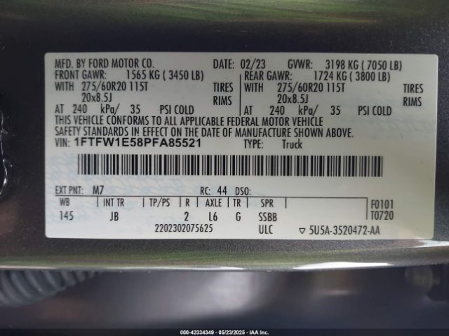 2023 FORD F-150 1FTFW1E58PFA85521 Photo 8