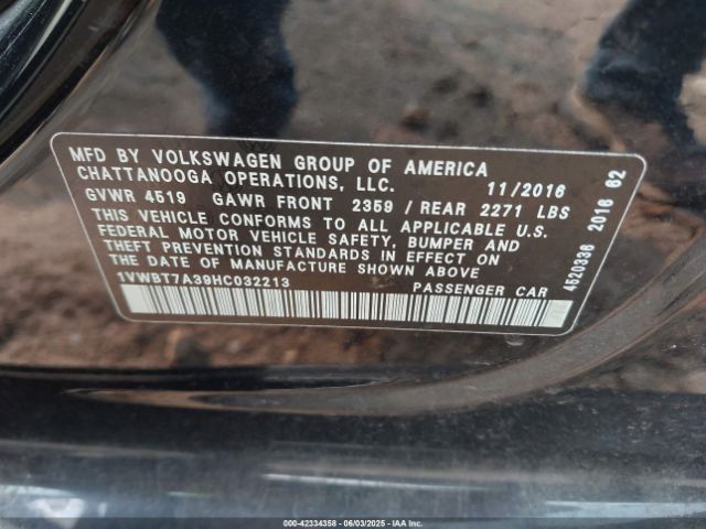 2017 VOLKSWAGEN PASSAT 1VWBT7A39HC032213 Photo 8