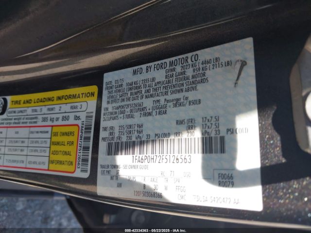 1FA6P0H72F5126563 Ford FUSION SE