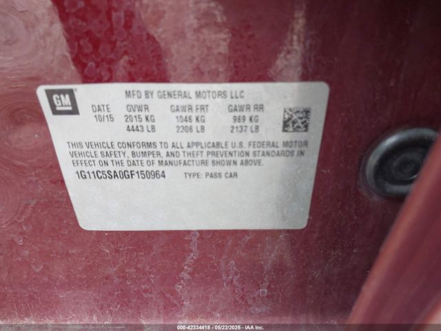 1G11C5SA0GF150964 Chevrolet Malibu Limited Lt