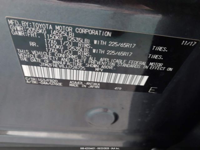 JTMZFREV8JJ728725 Toyota RAV4 LE