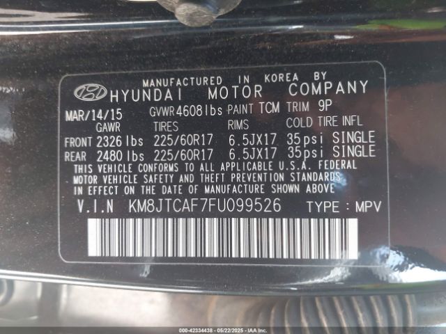 KM8JTCAF7FU099526 Hyundai TUCSON GLS