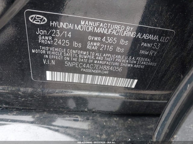 5NPEC4AC7EH884056 Hyundai Sonata Limited