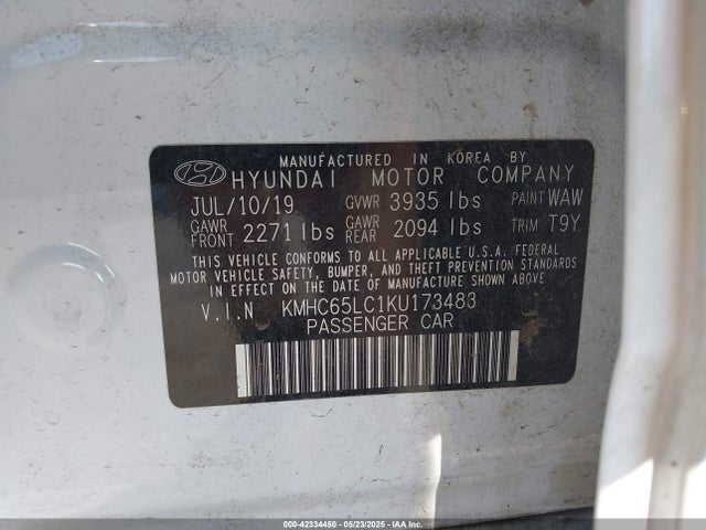 KMHC65LC1KU173483 Hyundai 2019
