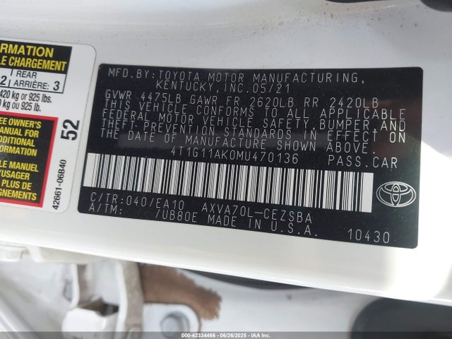 4T1G11AK0MU470136 Toyota a25a-fks