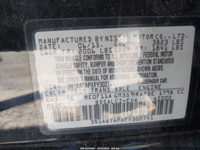 2015 NISSAN SENTRA 3N1AB7APXFY302741 Photo 8