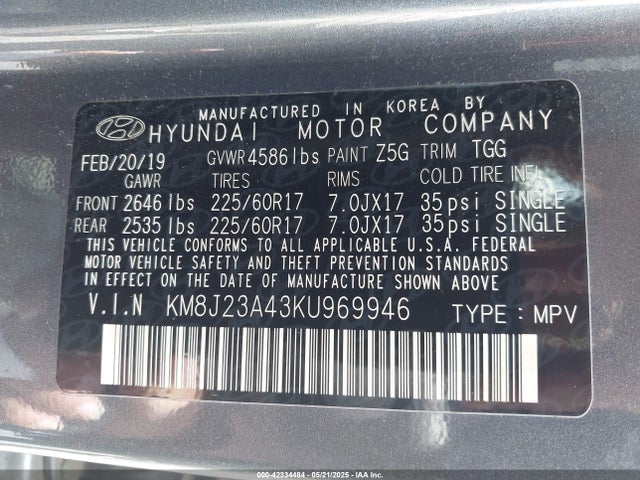 KM8J23A43KU969946 Hyundai gdi nu