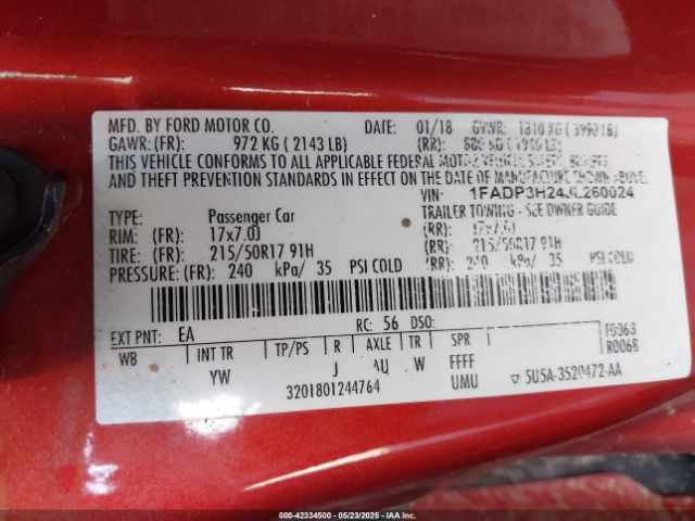 2018 FORD FOCUS 1FADP3H24JL260024 Photo 8