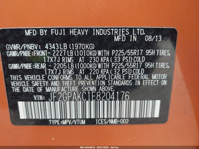 JF2GPAKC1E8204176 Subaru 2.0l na