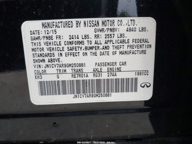 JN1CV7AR9GM250881 Infiniti Q50 2.0t Premium
