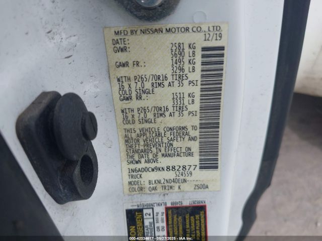 1N6AD0CW9KN882877 Nissan Frontier Sv