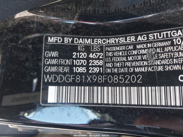 2008 MERCEDES-BENZ C 300 WDDGF81X98F085202 Photo 8
