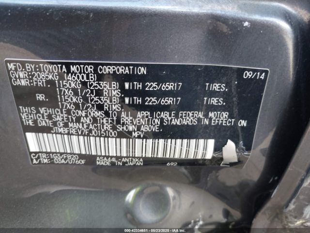 2015 TOYOTA RAV4 JTMBFREV7FJ015100 Photo 8