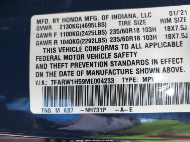 2021 HONDA CR-V 7FARW1H59ME004233 Photo 8