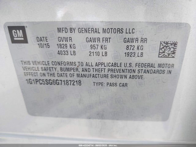 1G1PC5SG6G7187218 Chevrolet lwe - vvt, gme