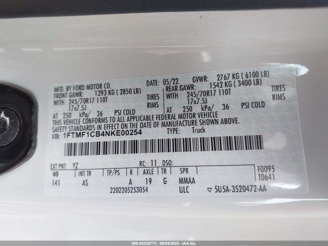 Ford tivct 2022 1FTMF1CB4NKE00254 Image 9
