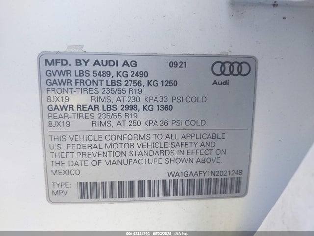 2022 AUDI Q5 WA1GAAFY1N2021248 Photo 8